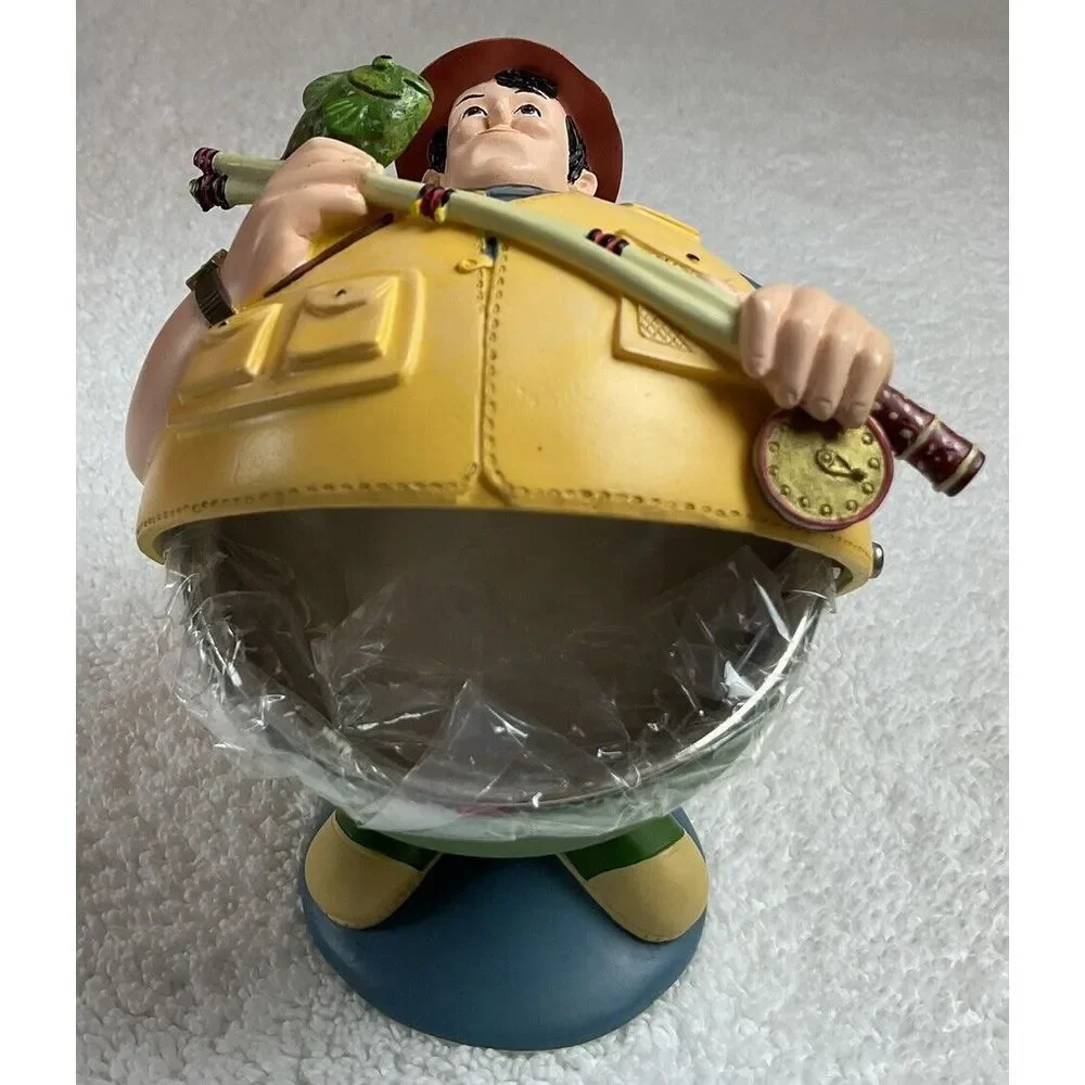 RARE Dept 56 Flip Tops Collection Fisherman w/Fish Candy Dish Trinket Box Hinged